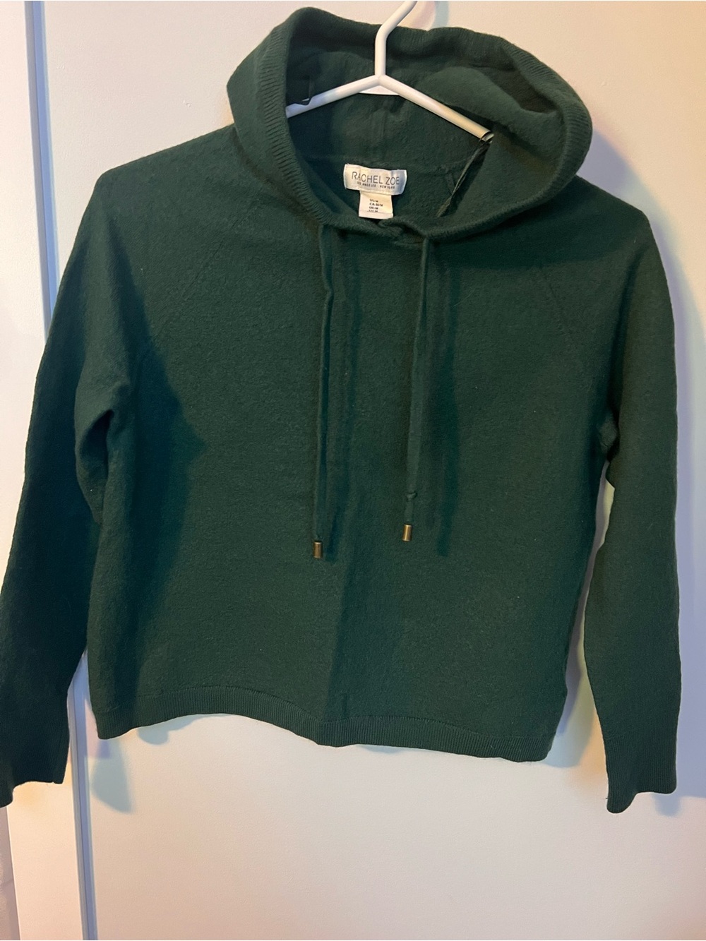 Rachel Zoe Dark Green Hooded Knit Pullover Sweater